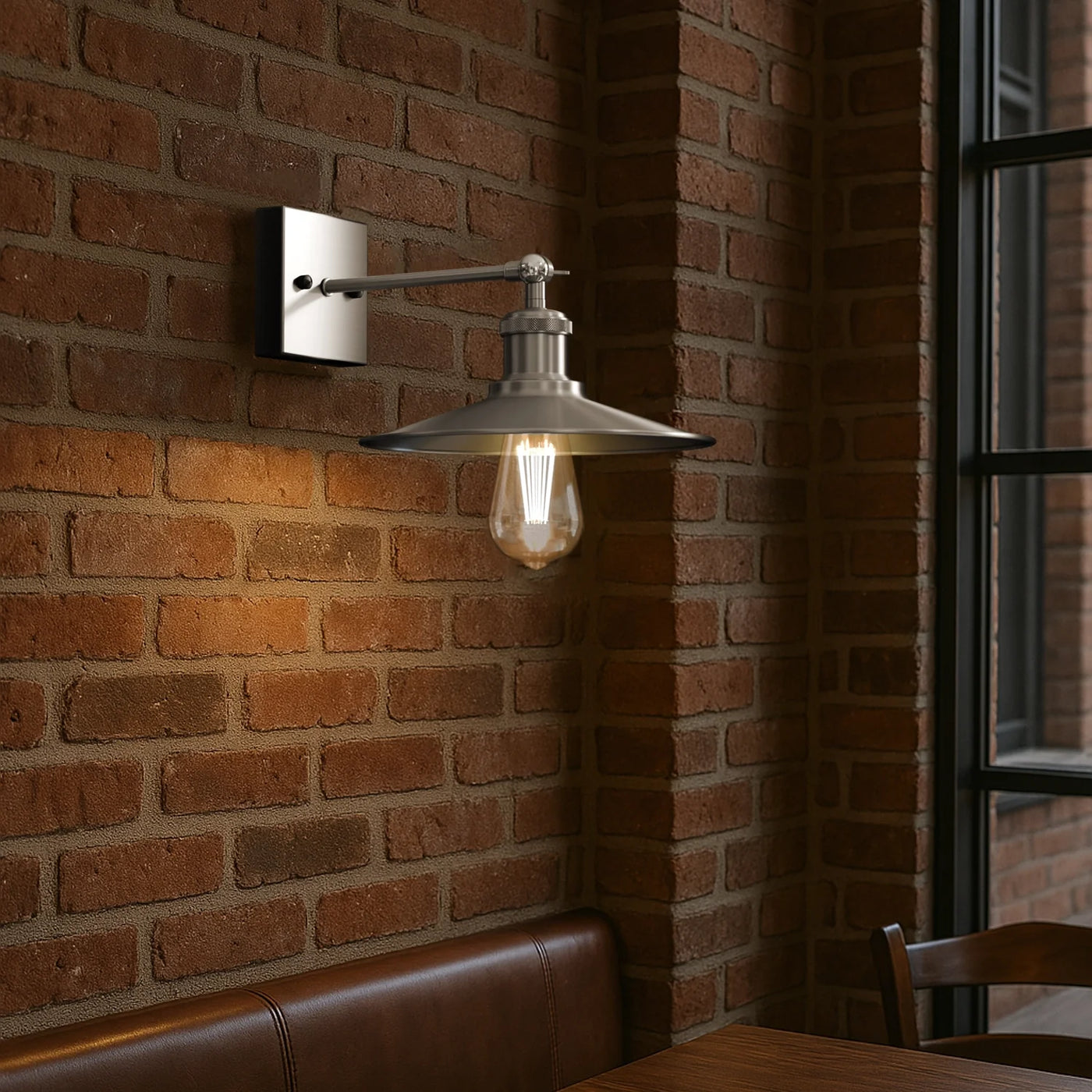 Wandleuchte Satin Nickel, Industrial