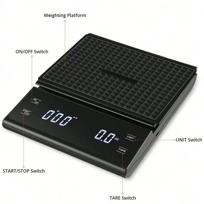 Automatische Kaffeewaage mit Timer – 0,1g Genauigkeit