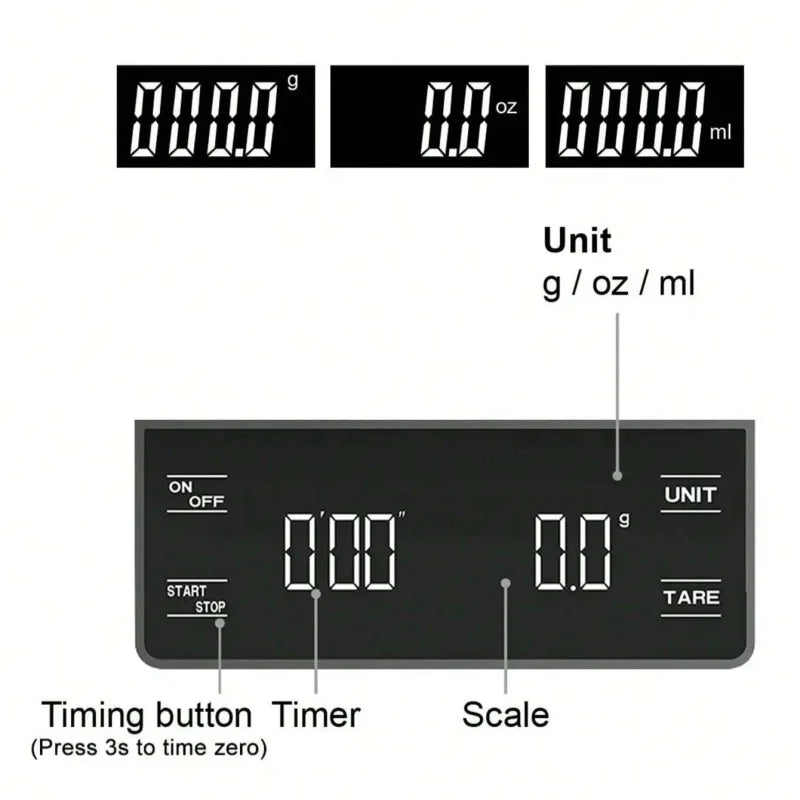 Automatische Kaffeewaage mit Timer – 0,1g Genauigkeit