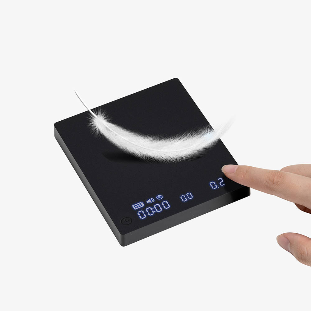 Kaffeewaage mit Timer Mini – Schwarz/Weiß