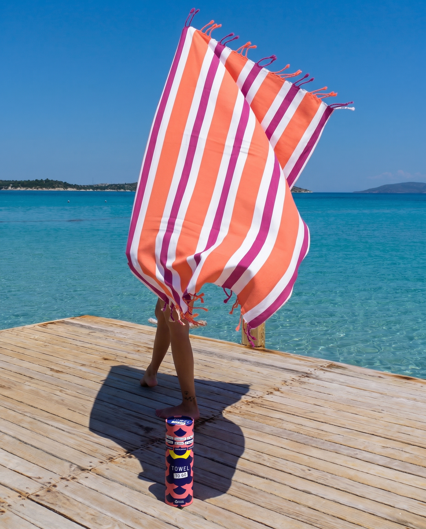 Quick-Dry Towel – Lightweight Beach & Travel Towel – Orange & Fuchsia –  Recycled Cotton Coral Coast